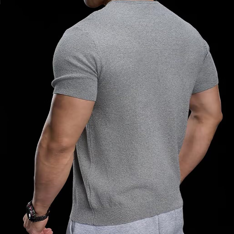 👕 50% RABATT! ✨ Atmungsaktives V-Ausschnitt Strick-T-Shirt – Strukturiert & sportlicher Schnitt – Perfekt für Gym, Streetstyle oder den Alltag – bequem & vielseitig 🏋️🔥