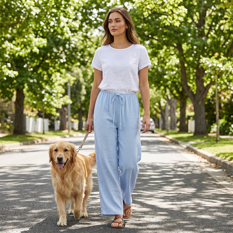 ⏰ 50 % RABATT – Nur für kurze Zeit ✨👖 Leichte Leinen-Hose – weite Passform, entspannter Schnitt, mit Bindegürtel & in dezenten Unifarben 🌿