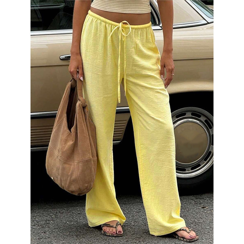 ⏰ 50 % RABATT – Nur für kurze Zeit ✨👖 Leichte Leinen-Hose – weite Passform, entspannter Schnitt, mit Bindegürtel & in dezenten Unifarben 🌿