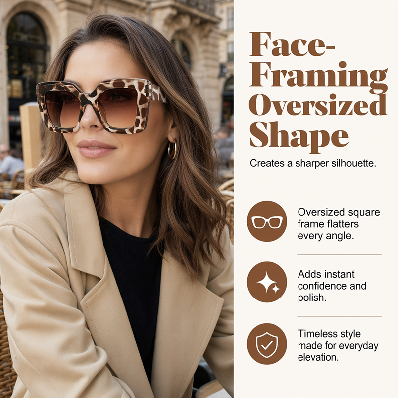 🕶️ Große quadratische Sonnenbrille für Damen – minimalistisches Design, zeitlos elegant & vielseitig für den Alltag ✨