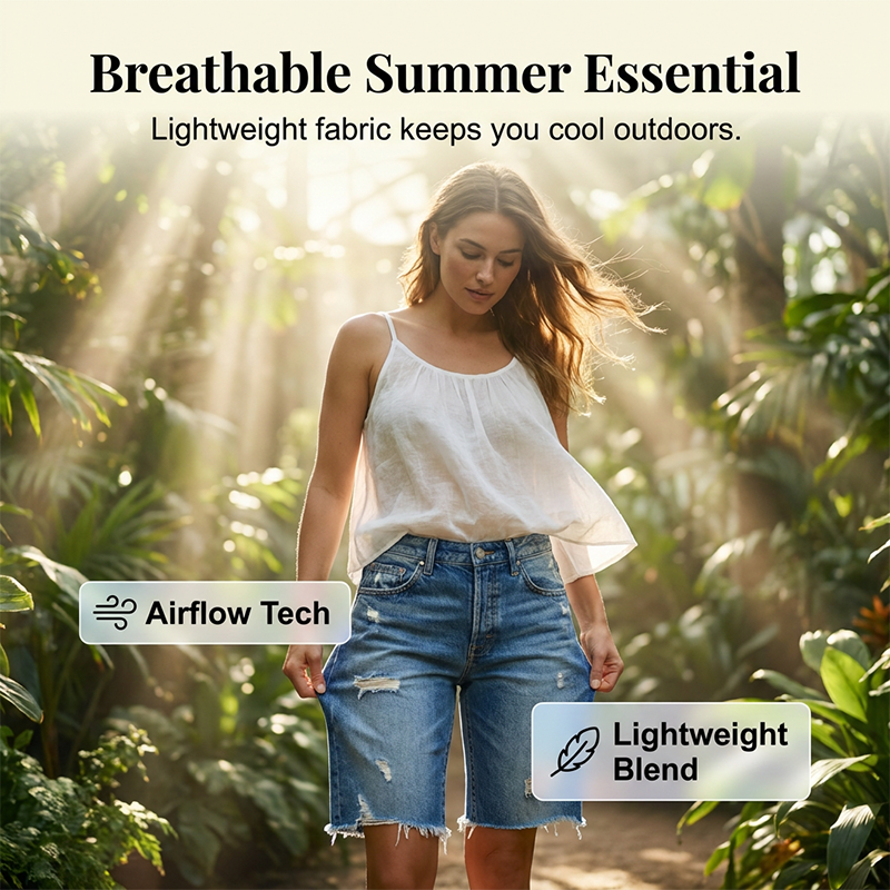 ⏰ 50 % RABATT – Nur für kurze Zeit ✨👖Stilvolle Denim-Shorts mit Used-Effekt – leichte Destroy-Details, bequeme Passform & vielseitig kombinierbar ✨