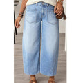 ⏰ 50 % RABATT – Nur für kurze Zeit 👖 50% RABATT! Damen Wide-Leg-Jeans mit Patch-Taschen 🩵 Elastischer Bund, Stretch-Denim & Bequeme Passform für Alltag und Freizeit