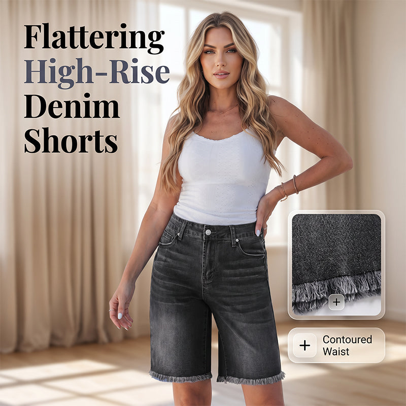 🔥50% RABATT | Damen Casual Hochbund Fransen-Jeans-Shorts – Stylisch, Bequem & Vielseitig