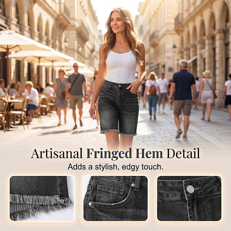 🔥50% RABATT | Damen Casual Hochbund Fransen-Jeans-Shorts – Stylisch, Bequem & Vielseitig