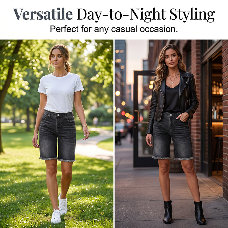 🔥50% RABATT | Damen Casual Hochbund Fransen-Jeans-Shorts – Stylisch, Bequem & Vielseitig