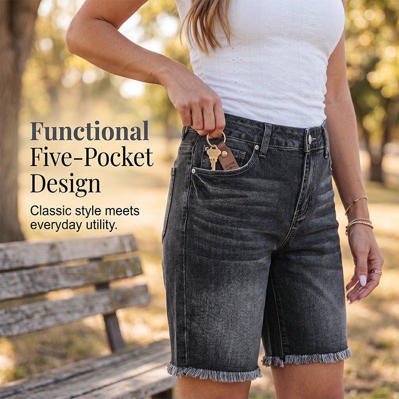 🔥50% RABATT | Damen Casual Hochbund Fransen-Jeans-Shorts – Stylisch, Bequem & Vielseitig