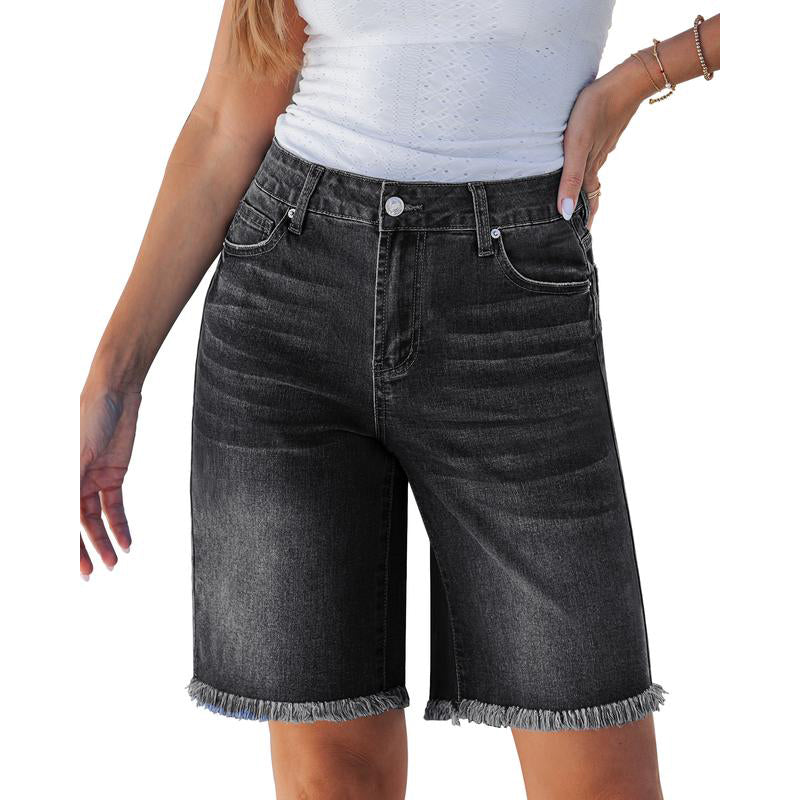 🔥50% RABATT | Damen Casual Hochbund Fransen-Jeans-Shorts – Stylisch, Bequem & Vielseitig