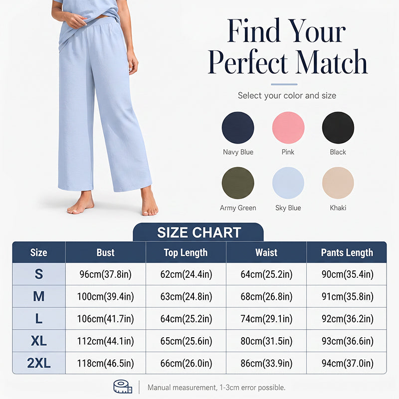 🌊 Lässiges Sommer-Set – Oberteil mit V-Ausschnitt & weite Hose, fließender Stoff & vielseitig kombinierbar, perfekt für entspannte Stunden am Meer oder in der Stadt ✨