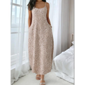 💃 Damen Maxikleid mit Leopardenmuster 🌿 Spaghettiträger, Bequeme Passform & Perfekt für Sommer und Urlaub
