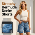 📢📢50 % RABATT !! ⏰Bermuda-Jeansshorts für Damen mit mittlerer Leibhöhe und Taschen