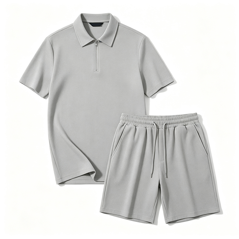 👔 Herren Polo-Shirt & Shorts Set ☀️ Mit Reißverschlusskragen, Bequem & Lässig für den Sommer