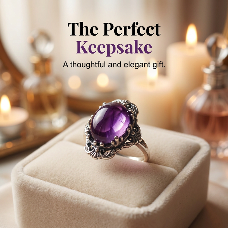 🔮Vintage Spitzen-Amethyst-Ring 💍 Feine Spitze Lila Amethyst Ring für Frauen Geschenk