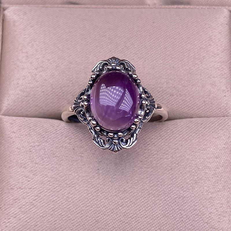 🔮Vintage Spitzen-Amethyst-Ring 💍 Feine Spitze Lila Amethyst Ring für Frauen Geschenk