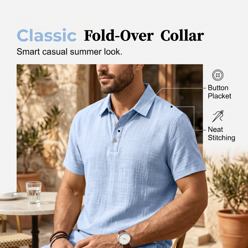 👕☀️Herren Sommer Leinen-Set – Lockeres Hemd & Cargo-Shorts Zweiteiliges Outfit