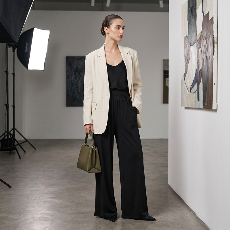 👖 Damen Freizeithose mit Elastischem Bund 🌿 Hohe Taille, Lockere Passform & Taschen