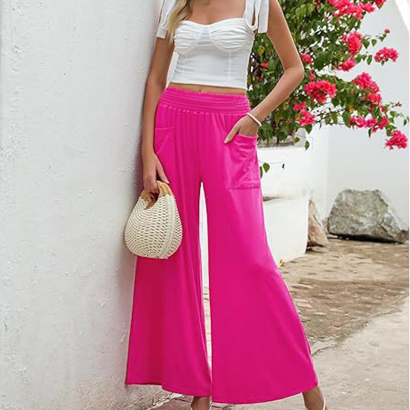 👖 Damen Freizeithose mit Elastischem Bund 🌿 Hohe Taille, Lockere Passform & Taschen