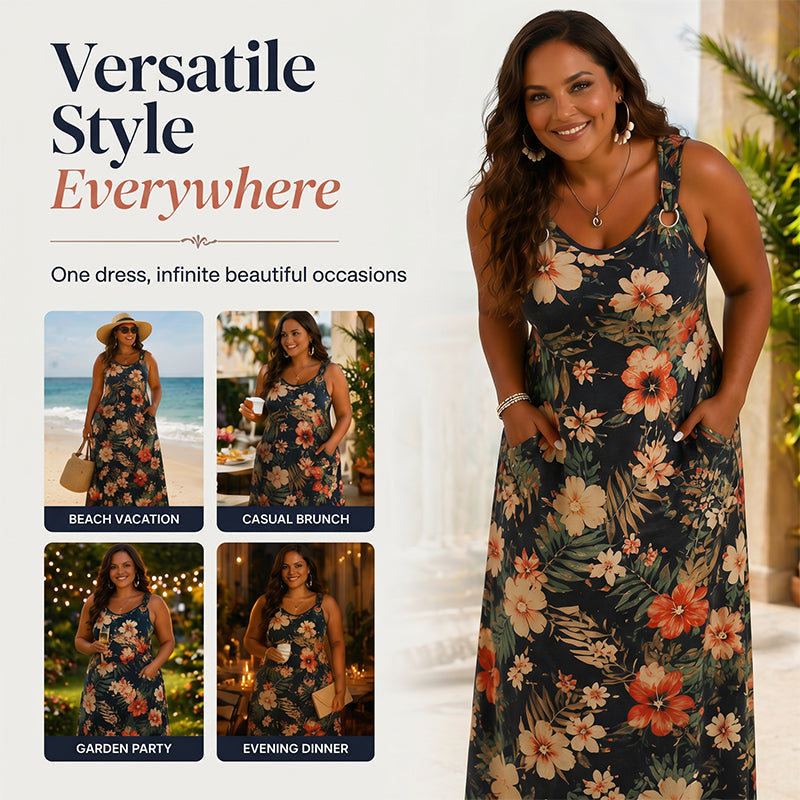 🔥 50% RABATT! 👗 Elegantes V-Ausschnitt Maxikleid – Ärmelloses Sommerkleid mit Camouflage-Print | Leicht, Bequem & Für Jeden Anlass ✨