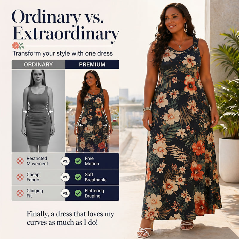 🔥 50% RABATT! 👗 Elegantes V-Ausschnitt Maxikleid – Ärmelloses Sommerkleid mit Camouflage-Print | Leicht, Bequem & Für Jeden Anlass ✨