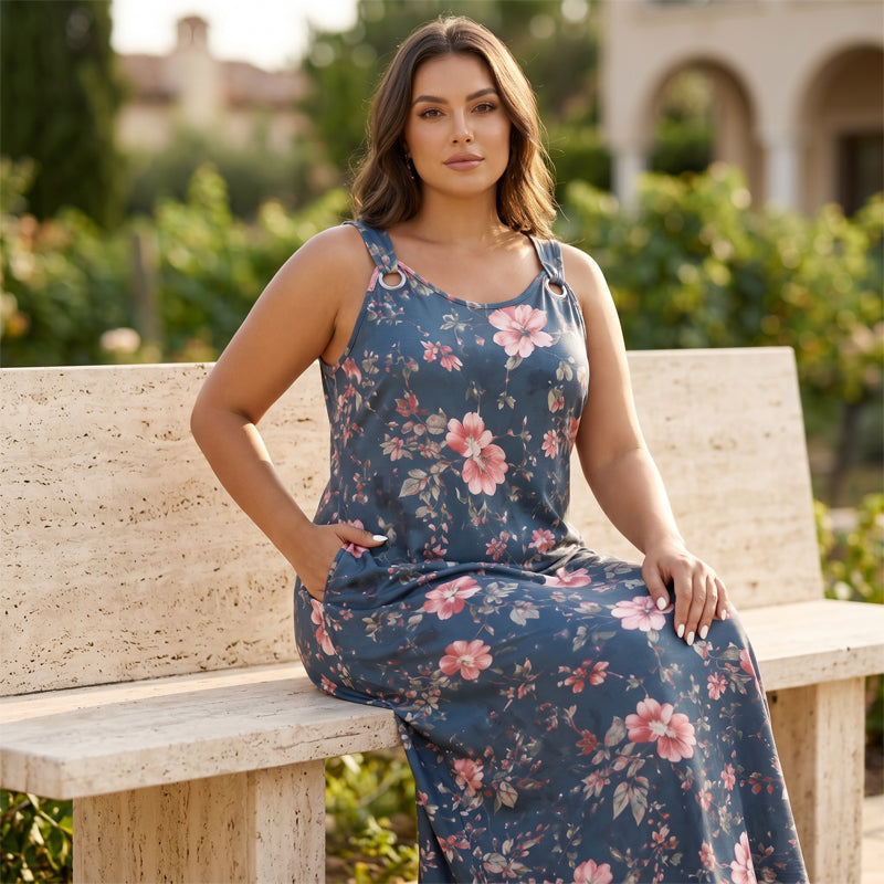 🔥 50% RABATT! 👗 Elegantes V-Ausschnitt Maxikleid – Ärmelloses Sommerkleid mit Camouflage-Print | Leicht, Bequem & Für Jeden Anlass ✨
