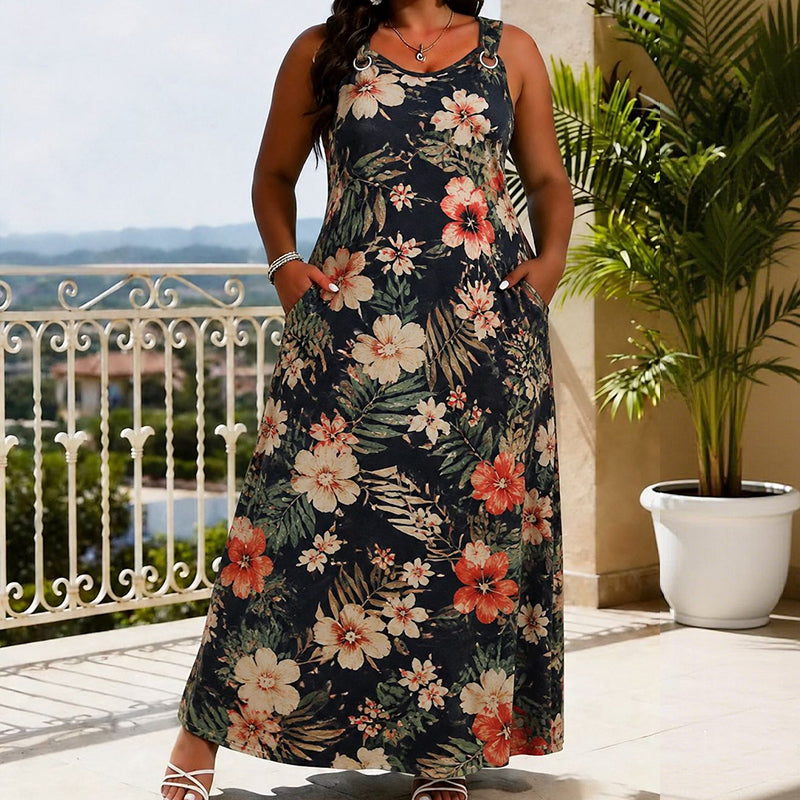 🔥 50% RABATT! 👗 Elegantes V-Ausschnitt Maxikleid – Ärmelloses Sommerkleid mit Camouflage-Print | Leicht, Bequem & Für Jeden Anlass ✨