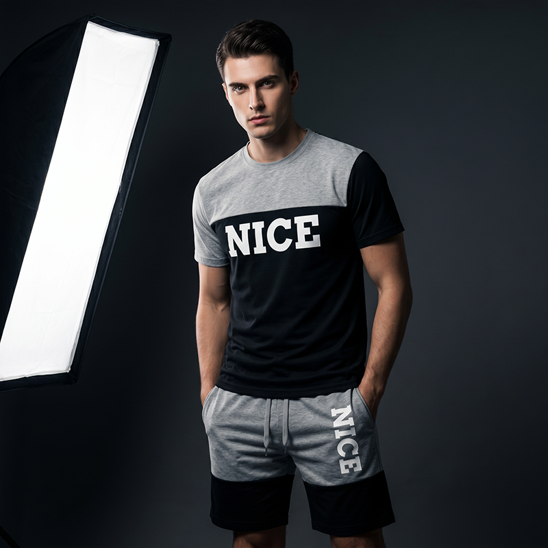 👕 Herren Sommer-Set mit T-Shirt und Shorts 🌿 Bequem, Lässig & Modernes Color-Block Design