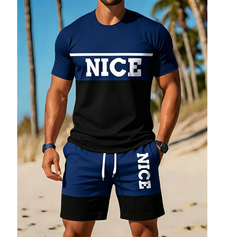 👕 Herren Sommer-Set mit T-Shirt und Shorts 🌿 Bequem, Lässig & Modernes Color-Block Design