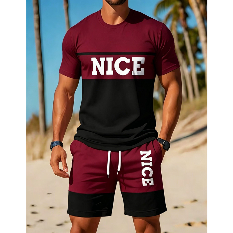 👕 Herren Sommer-Set mit T-Shirt und Shorts 🌿 Bequem, Lässig & Modernes Color-Block Design