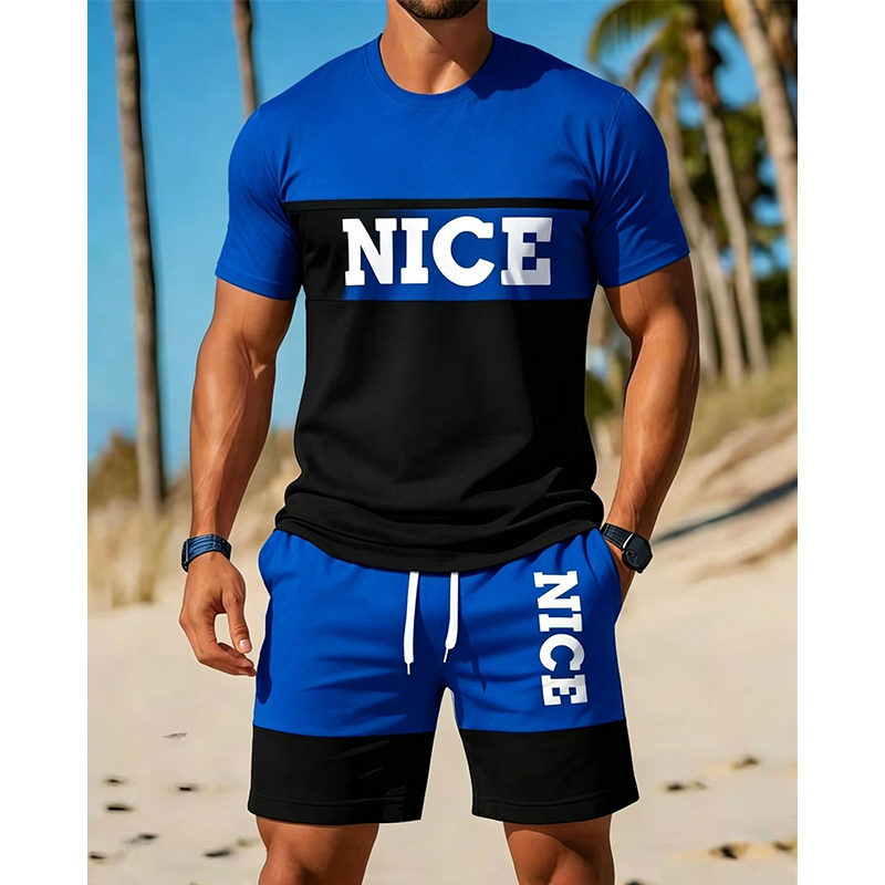 👕 Herren Sommer-Set mit T-Shirt und Shorts 🌿 Bequem, Lässig & Modernes Color-Block Design