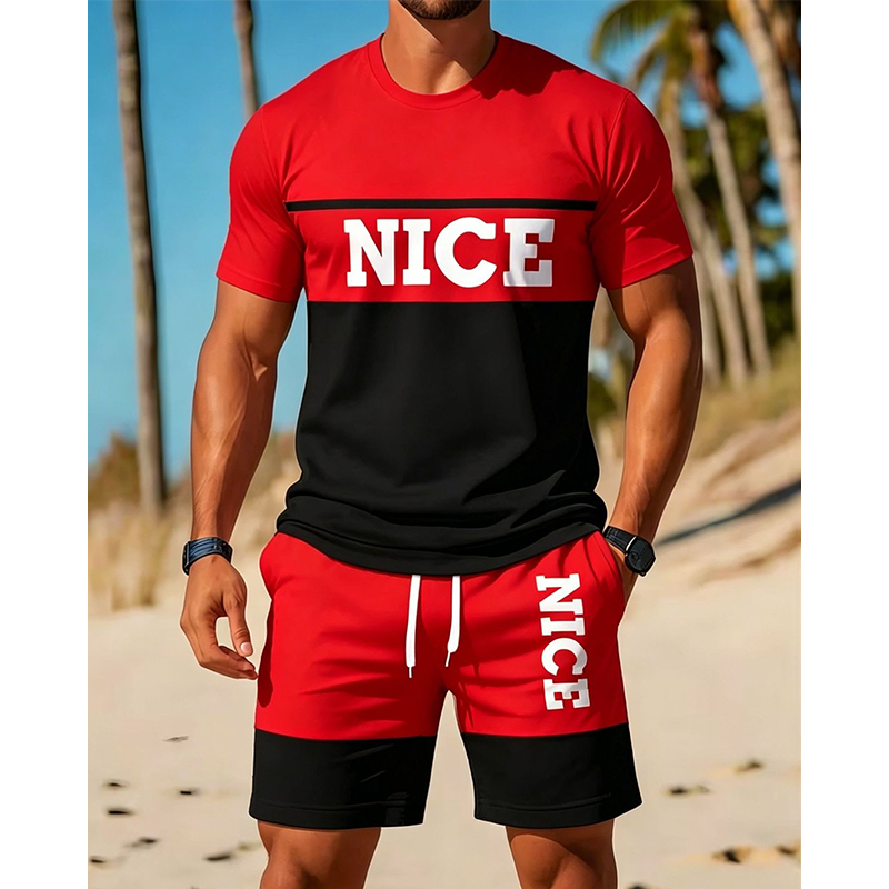 👕 Herren Sommer-Set mit T-Shirt und Shorts 🌿 Bequem, Lässig & Modernes Color-Block Design
