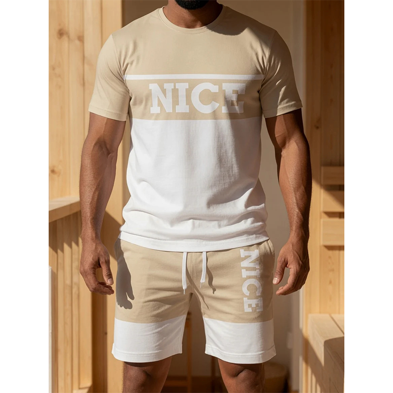👕 Herren Sommer-Set mit T-Shirt und Shorts 🌿 Bequem, Lässig & Modernes Color-Block Design