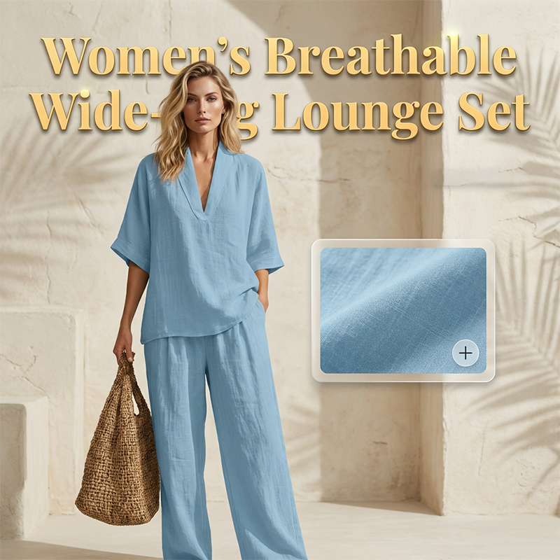 🥳🔥 2026 HOT SALE -50% 💞 Damen Casual Set: V-Ausschnitt Top & Wide-Leg Hose – modern, bequem & stilvoll ✨