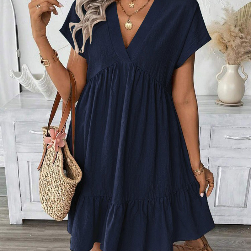 ✨ 50% RABATT! 👗 Elegantes V-Ausschnitt Damenkleid – Locker, Figurumschmeichelnd & Angenehm Leicht für Jeden Anlass