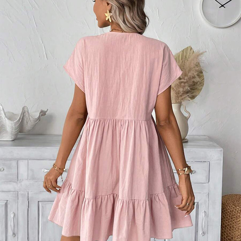 ✨ 50% RABATT! 👗 Elegantes V-Ausschnitt Damenkleid – Locker, Figurumschmeichelnd & Angenehm Leicht für Jeden Anlass
