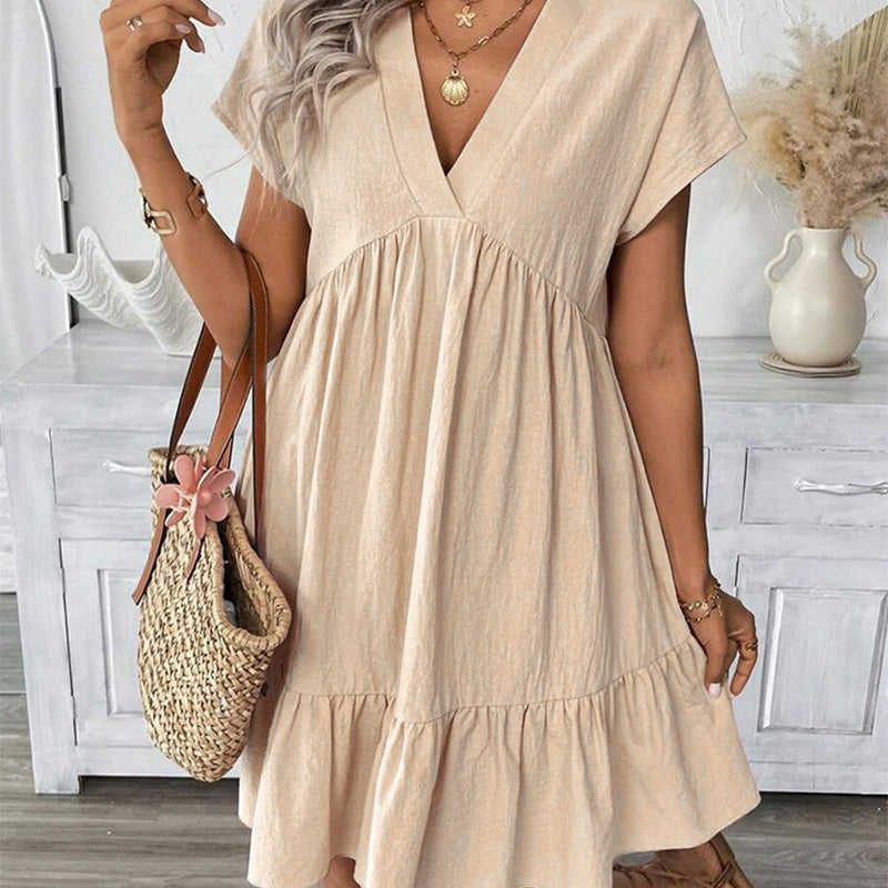 ✨ 50% RABATT! 👗 Elegantes V-Ausschnitt Damenkleid – Locker, Figurumschmeichelnd & Angenehm Leicht für Jeden Anlass