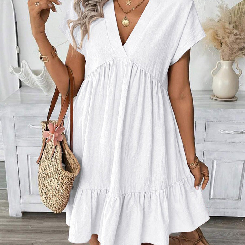 ✨ 50% RABATT! 👗 Elegantes V-Ausschnitt Damenkleid – Locker, Figurumschmeichelnd & Angenehm Leicht für Jeden Anlass