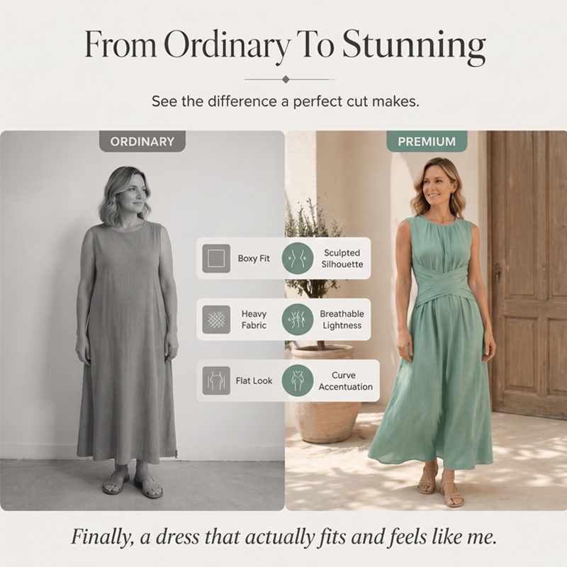 🌸 Damen Maxikleid ohne Ärmel ✨ Rundhalsausschnitt, Taillierte Passform & Eleganter Sommer-Look