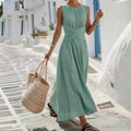 🌸 Damen Maxikleid ohne Ärmel ✨ Rundhalsausschnitt, Taillierte Passform & Eleganter Sommer-Look