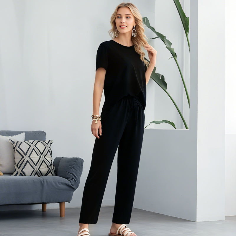 🌸 Damen Zweiteiler Set mit Kurzarmshirt & Culotte Hose ✨ Bequem, Locker & Ideal für Sommer und Freizeit