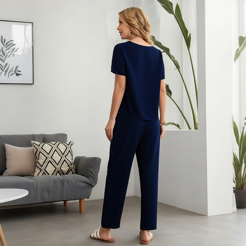 🌸 Damen Zweiteiler Set mit Kurzarmshirt & Culotte Hose ✨ Bequem, Locker & Ideal für Sommer und Freizeit