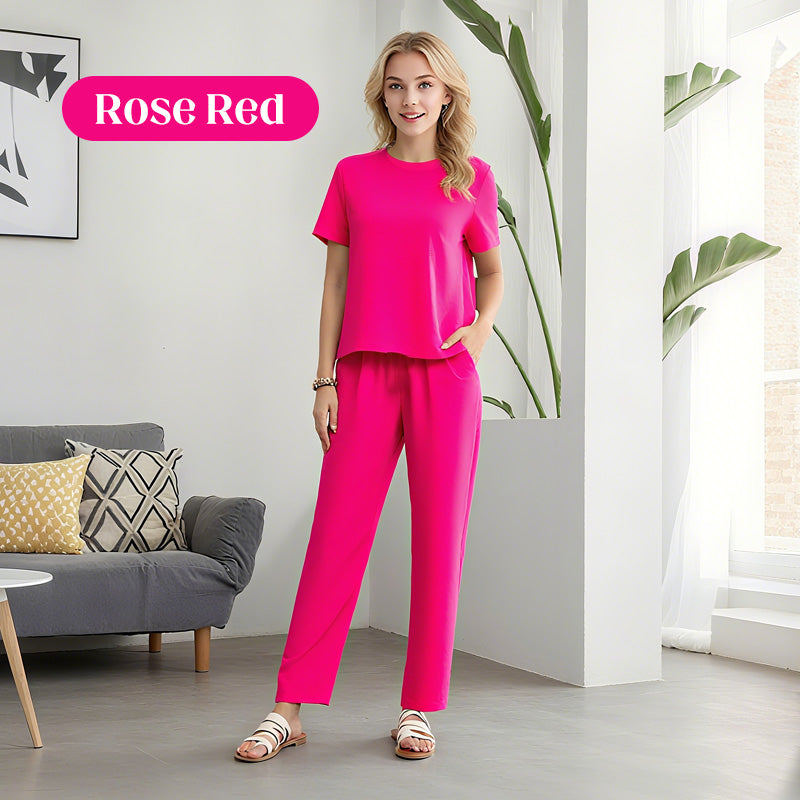 🌸 Damen Zweiteiler Set mit Kurzarmshirt & Culotte Hose ✨ Bequem, Locker & Ideal für Sommer und Freizeit