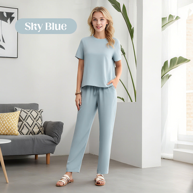 🌸 Damen Zweiteiler Set mit Kurzarmshirt & Culotte Hose ✨ Bequem, Locker & Ideal für Sommer und Freizeit