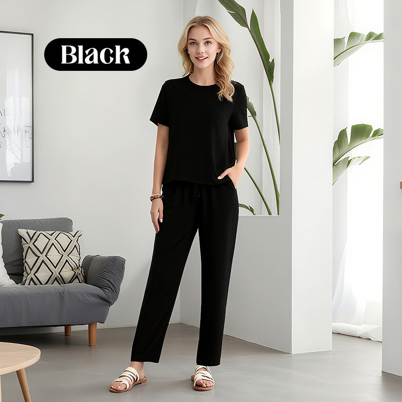 🌸 Damen Zweiteiler Set mit Kurzarmshirt & Culotte Hose ✨ Bequem, Locker & Ideal für Sommer und Freizeit