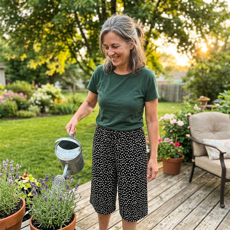 ⏰ 50 % RABATT – Nur für kurze Zeit 🌸 Damen Sommer-Culotte mit Retro-Muster ✨ Elastischer Bund, Lockerer Schnitt & Bequeme Passform