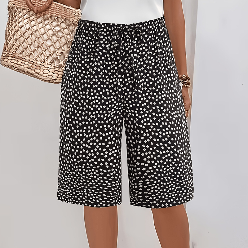 ⏰ 50 % RABATT – Nur für kurze Zeit 🌸 Damen Sommer-Culotte mit Retro-Muster ✨ Elastischer Bund, Lockerer Schnitt & Bequeme Passform