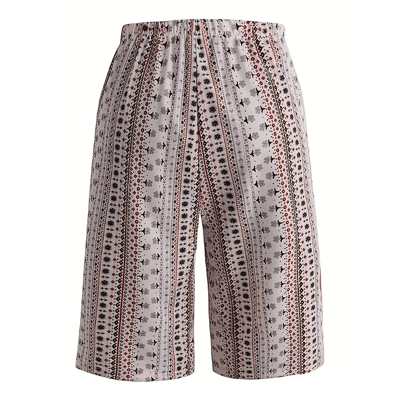 ⏰ 50 % RABATT – Nur für kurze Zeit 🌸 Damen Sommer-Culotte mit Retro-Muster ✨ Elastischer Bund, Lockerer Schnitt & Bequeme Passform