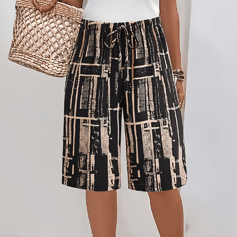 ⏰ 50 % RABATT – Nur für kurze Zeit 🌸 Damen Sommer-Culotte mit Retro-Muster ✨ Elastischer Bund, Lockerer Schnitt & Bequeme Passform