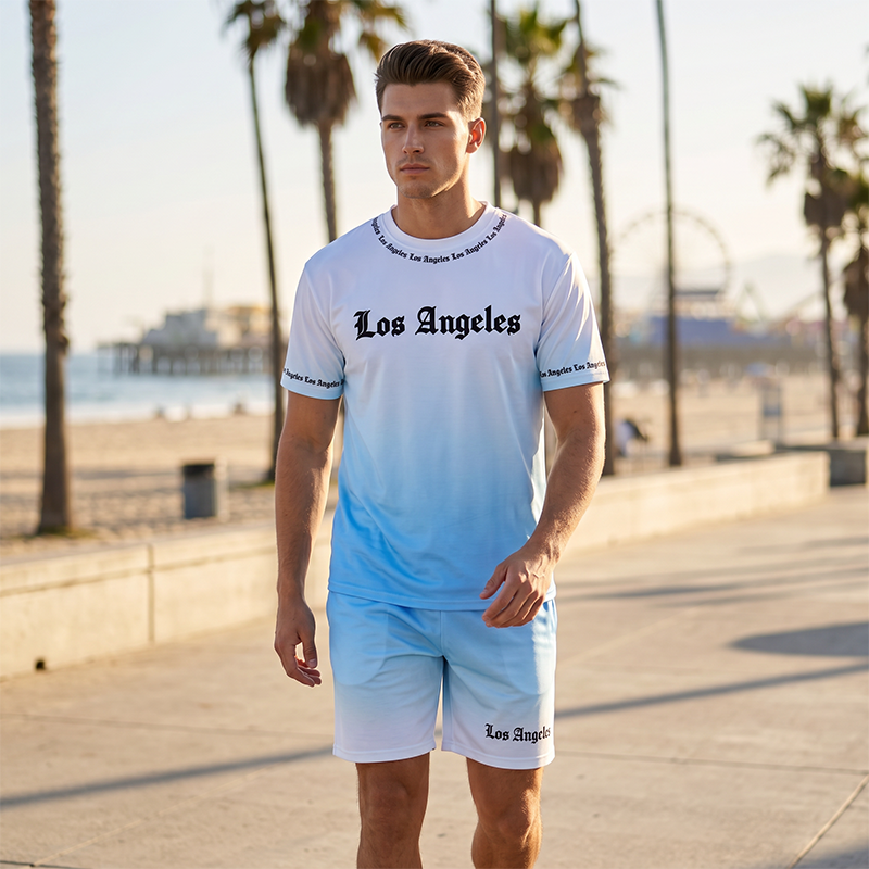 🌴 Herren Sommer-Set mit Print 👕 Lässiges T-Shirt & Shorts – Bequem für Freizeit, Strand und Urlaub