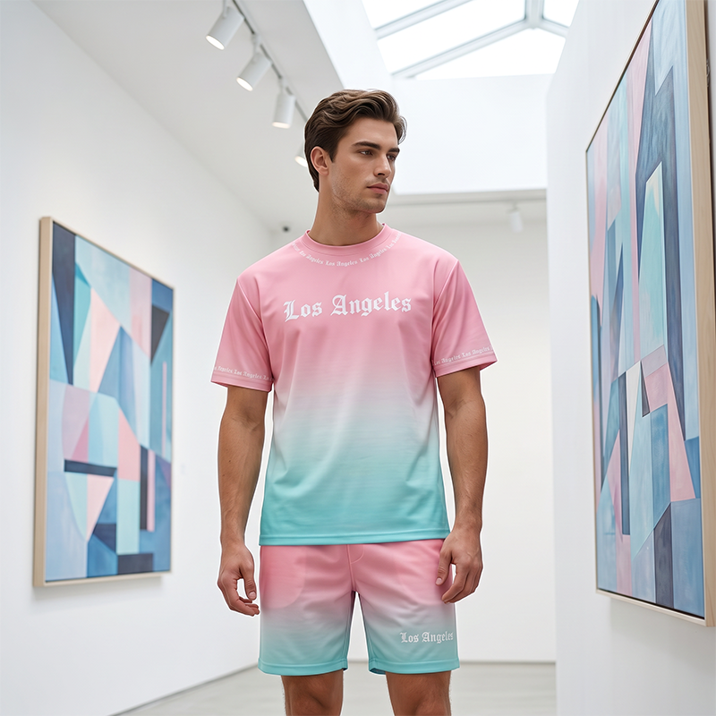 🌴 Herren Sommer-Set mit Print 👕 Lässiges T-Shirt & Shorts – Bequem für Freizeit, Strand und Urlaub