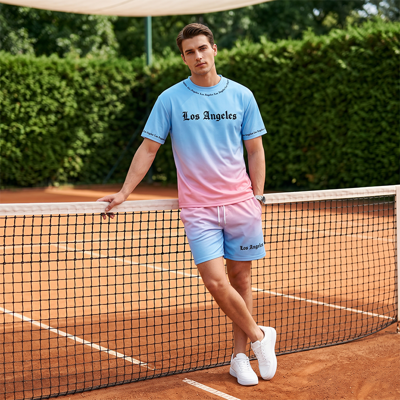 🌴 Herren Sommer-Set mit Print 👕 Lässiges T-Shirt & Shorts – Bequem für Freizeit, Strand und Urlaub