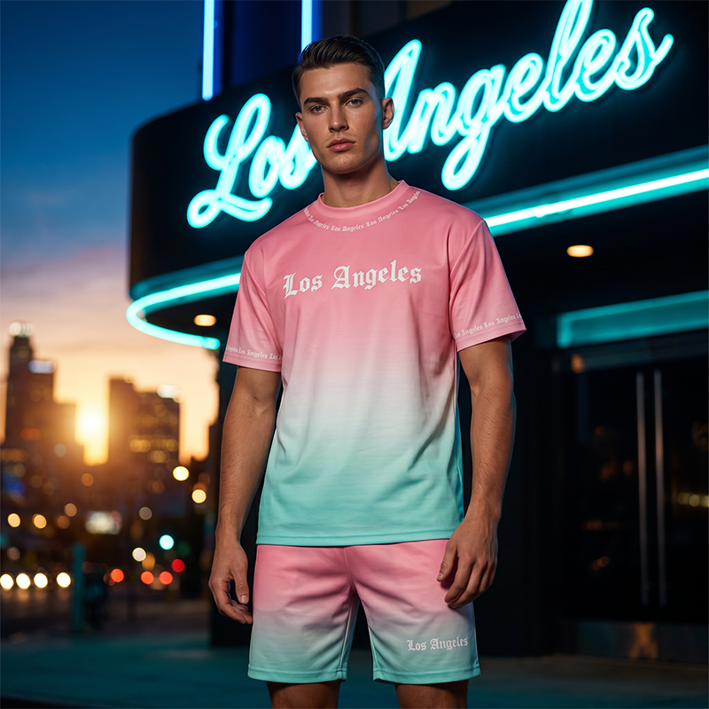 🌴 Herren Sommer-Set mit Print 👕 Lässiges T-Shirt & Shorts – Bequem für Freizeit, Strand und Urlaub